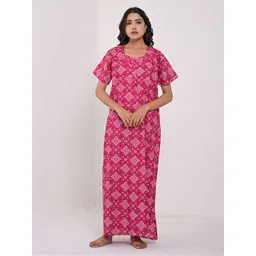 Apratim Women Pure Cotton Printed Maxi Nightdress-picture-14