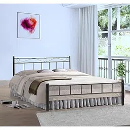 APRODZ Iron King Size Bed for Bedroom Metal Bed in Black Color-picture-11