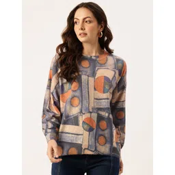 APSLEY Geometric Self-Design Extended Sleeves Fuzzy Pullover-picture-14