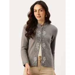 Apsley Grey Regular Fit Embellished Cardigan-picture-22