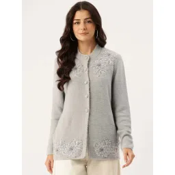 Apsley Grey Regular Fit Embroidered Cardigan-picture-23