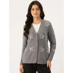 Apsley Grey Regular Fit Embroidered Cardigan-picture-48