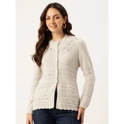 APSLEY Horizontally Self-Striped Button-Down Cardigan with Embellished Detail-picture-14