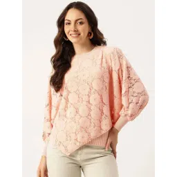 Apsley Peach Regular Fit Self Pattern Sweater image 1