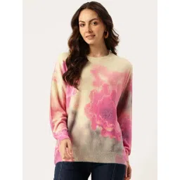 Apsley Pink & Beige Regular Fit Floral Print Sweater-picture-16