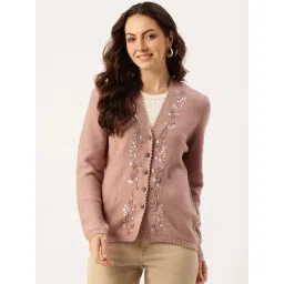 Apsley Pink Regular Fit Embroidered Cardigan-picture-14