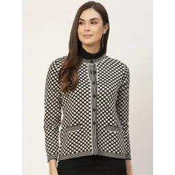 APSLEY Women Black & Off White Printed Cardigan-picture-25