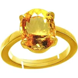apsloose Natural Yellow Topaz Gemstone Ring 5.25 Ratti / 4.00 Carat (Sunela Stone Ring) Lab Certified Gold Plated Adjustable Ring in Panchdhatu for Men and Women, Sunhela Stone Ring-picture-31