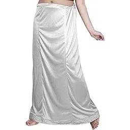 apsra ls Women Saree Petticoat Satin Silk Underskirt Lining for Sari Wrap for Women White-picture-23