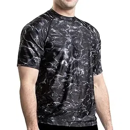 aqua design Men Loose Fit Rash Guard Surf Swim Sun Protection Clothing Rashguard Black Water XXX-Large-picture-25