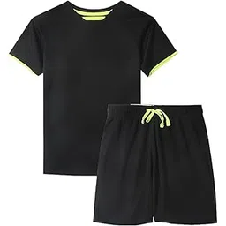 aqua holic Spandex Boy's Regular Fit Shorts with Half Sleeves Tshirt | Adjustable, Quick Drying Leggings for Swimming, WaterParks, Surfing & Other Sports -Black - 2-3 Years-picture-37