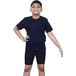 aqua holic Spandex Boy's Regular Fit Tights with Half Sleeves Tshirt | Adjustable, Quick Drying Set for Swimming, WaterParks, Surfing & Other Sports - Navy Blue-picture-39