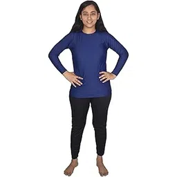 aqua holic Spandex Regular Fit Compression Long Tights/Swim Leggings with Full Sleeves Tshirt | Adjustable, Quick Drying Leggings for Swimming, WaterParks, Surfing & Other Sports -Navy Blue (Small)-picture-22