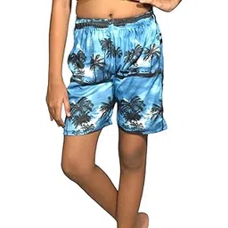 aqua holic Spandex Regular Fit Printed Beach Short for Boys | Comfortable Shorts | Adjustable, Quick Drying Shorts for Swimming, Beach, Waterpark (B-Beachshort(Blue-Tree)) - 6-7 Years-picture-13