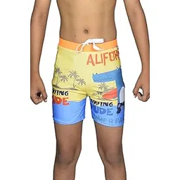 aqua holic Spandex Regular Fit Printed Short for Boys | Comfortable Shorts | Adjustable, Quick Drying Shorts for Swimming, Beach, Waterpark (Yellow)-picture-30