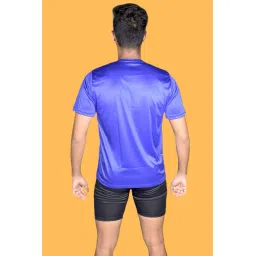 aqua holic Spandex Men's Regular Fit Tights with Half Sleeves Tshirt | Adjustable, Quick Drying Set for Swimming, WaterParks, Surfing & Other Sports - Royal Blue & Black image 2