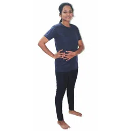 aqua holic Spandex Women's Regular Fit Compression Long Tights/Swim Leggings with Half Sleeves Tshirt | Quick Drying Leggings for Swimming, WaterParks, Surfing & Other Sports -Navy Blue (3XL) image 4