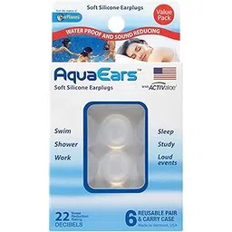aquaears Adults 6 Pair Soft Silicone Ear Plugs for sleep study Loud noise Meditation Sound Reducing swim water proof EarPlugs Carry Case with Activ Aloe-picture-45