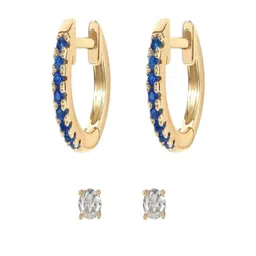 AQUASTREET 14K Gold Plated Anti-Tarnish Blue Zircon Huggie and Stud Earring Set-picture-39