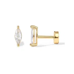 AQUASTREET 14K Gold Plated Anti-Tarnish Petal Zircon Flat Back Stud Earrings-picture-35