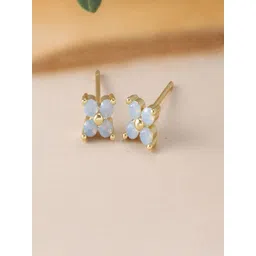 AQUASTREET 18K Gold Plated Anti-Tarnish Blue Zircon Floral Mini Stud Earrings-picture-13