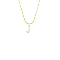 AQUASTREET 18K Gold Plated Anti-Tarnish Zircon Initial Letter J Pendant Necklace image 1
