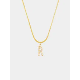 AQUASTREET 18K Gold Plated Anti-Tarnish Zircon Initial Letter R Pendant Necklace-picture-10