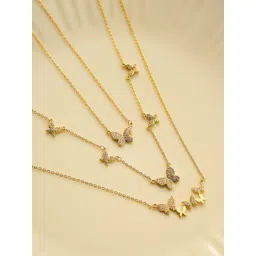AQUASTREET 18K Gold Plated Waterproof & Anti-Tarnish Zircon Butterfly Pendant Necklace-picture-16