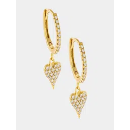 AQUASTREET 18K Gold Plated Waterproof, Anti-Tarnish Heart Zircon Drop Huggie Earrings-picture-27