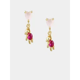 AQUASTREET 18K Gold Plated Waterproof, Anti-Tarnish Teddy Love Zircon Drops Stud Earrings-picture-30