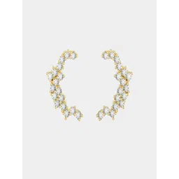 AQUASTREET 18K Gold Plated Waterproof Anti-Tarnish White Zircon Crescent Stud Earrings-picture-22