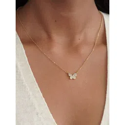 AQUASTREET 18K Gold Plated Waterproof, Anti-Tarnish Zircon Butterfly Pendant Necklace-picture-37