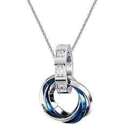 aquastreet Tri Rings Stainless Steel With Cz Blue Pendant Necklace/chain for Men and Boys | Gifts for Men | Gift for Husband | Pendant for Mens-picture-36