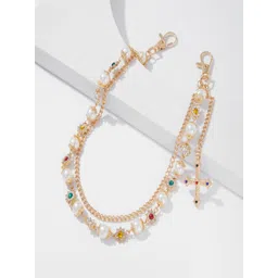 AQUASTREET Unisex Gold-Plated Rhinestone Studded Pearls Beaded Layered Minimal Chain-picture-22