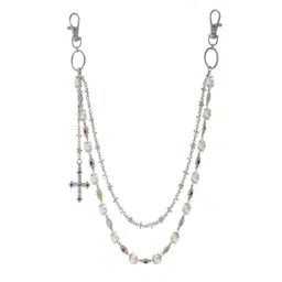 AQUASTREET Unisex Silver-Plated Rhinestone Studded & Pearls Beaded Layered Body Chain-picture-30