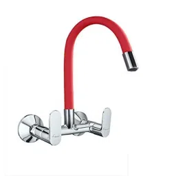 Aquieen Brass Red Wall Mounted Kitchen Sink Mixer with Flexible Spout-picture-27