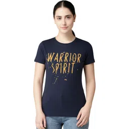 ar 9 Women Printed Round Neck Polyester Blue T-Shirt-picture-19