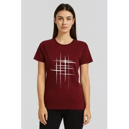 ar 9 Women Printed Round Neck Polyester Maroon T-Shirt-picture-12