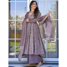 ARADHNA Women Ethnic Motifs Printed Angrakha Kurta with Palazzos & Dupatta-picture-30