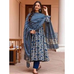 ARADHNA Women Floral Printed Regular Kurta with Trousers & With Dupatta-picture-22