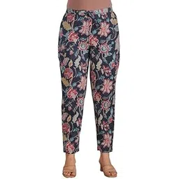 aramya Soft Cotton Floral Printed Blue Pant for Women-picture-13
