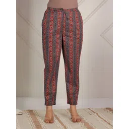 Aramya Women Cotton Ethnic Motifs Printed Straight Fit Trousers image 1