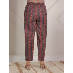Aramya Women Cotton Ethnic Motifs Printed Straight Fit Trousers image 2