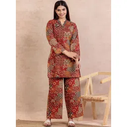 Aramya Women Ethnic Motifs Printed Regular Pure Cotton Kurta with Palazzos-picture-15