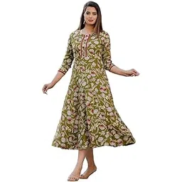 arangetram Women's Casual Embroidered Work Rayon Anarkali Gown Round Neck 3/4 Sleeve-picture-36