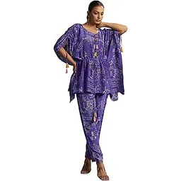 arangya Pure Crepe Bandhani Printed Ethnic Kaftan Top with Matching Pants for Women's Comfortable Festive & Casual Wear Indo Western Outfit-picture-41