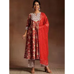 arangya Women Floral Printed Panelled Kurta with Trousers & With Dupatta-picture-28