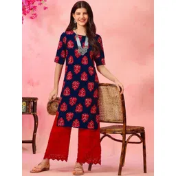 arangya Women Geometric Printed Indie Prints Crepe Kurta-picture-37