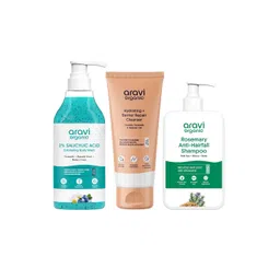 Aravi Organic Set Of 3 Exfoliating Body Wash- 300 ml- Cleanser -100 ml & Shampoo- 200 ml-picture-18