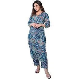 arayna Women’s Pure Cotton Printed Kurta Set with Pants | Ethnic Indian Wear | 3/4 Sleeves | Summer Outfit-picture-16